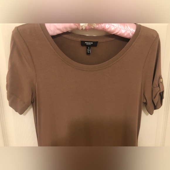 Short Sleeve Taupe/Light Brown T-Shirt Swing Dress - Picture 3 of 9